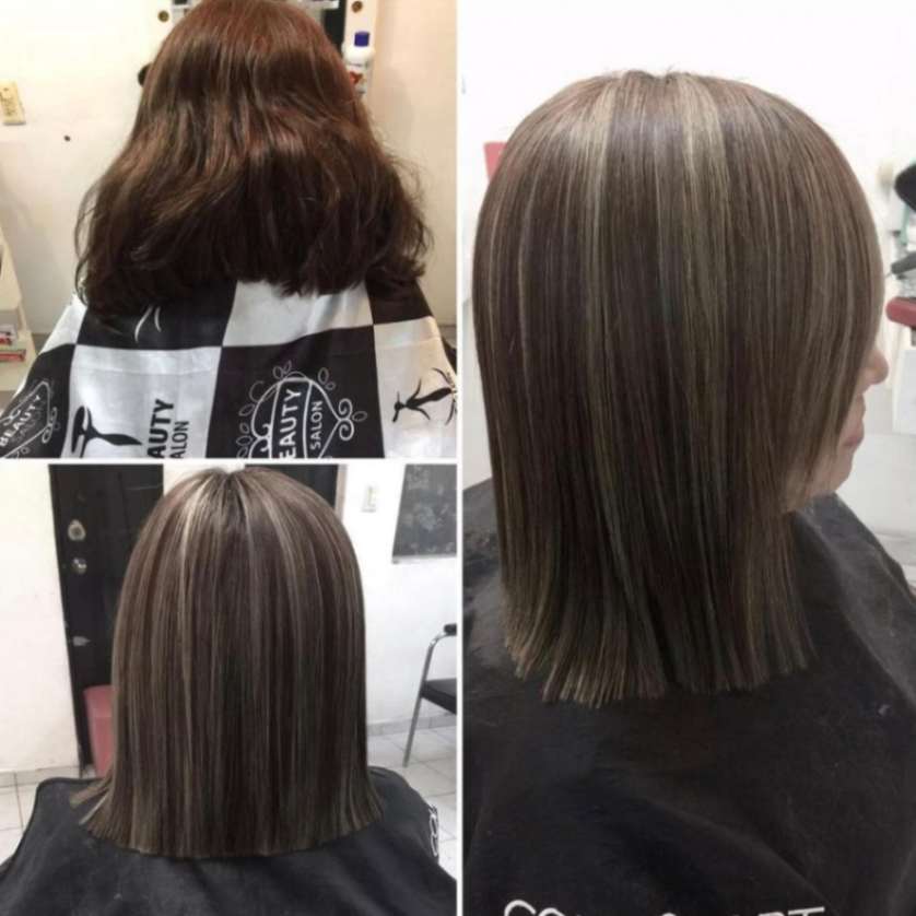 Collage de mujer con un corte de cabello corto
